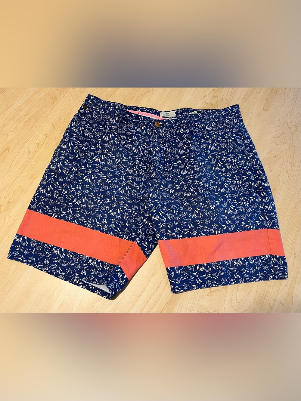 Scotch & Soda Navy Floral Shorts with Coral Accent